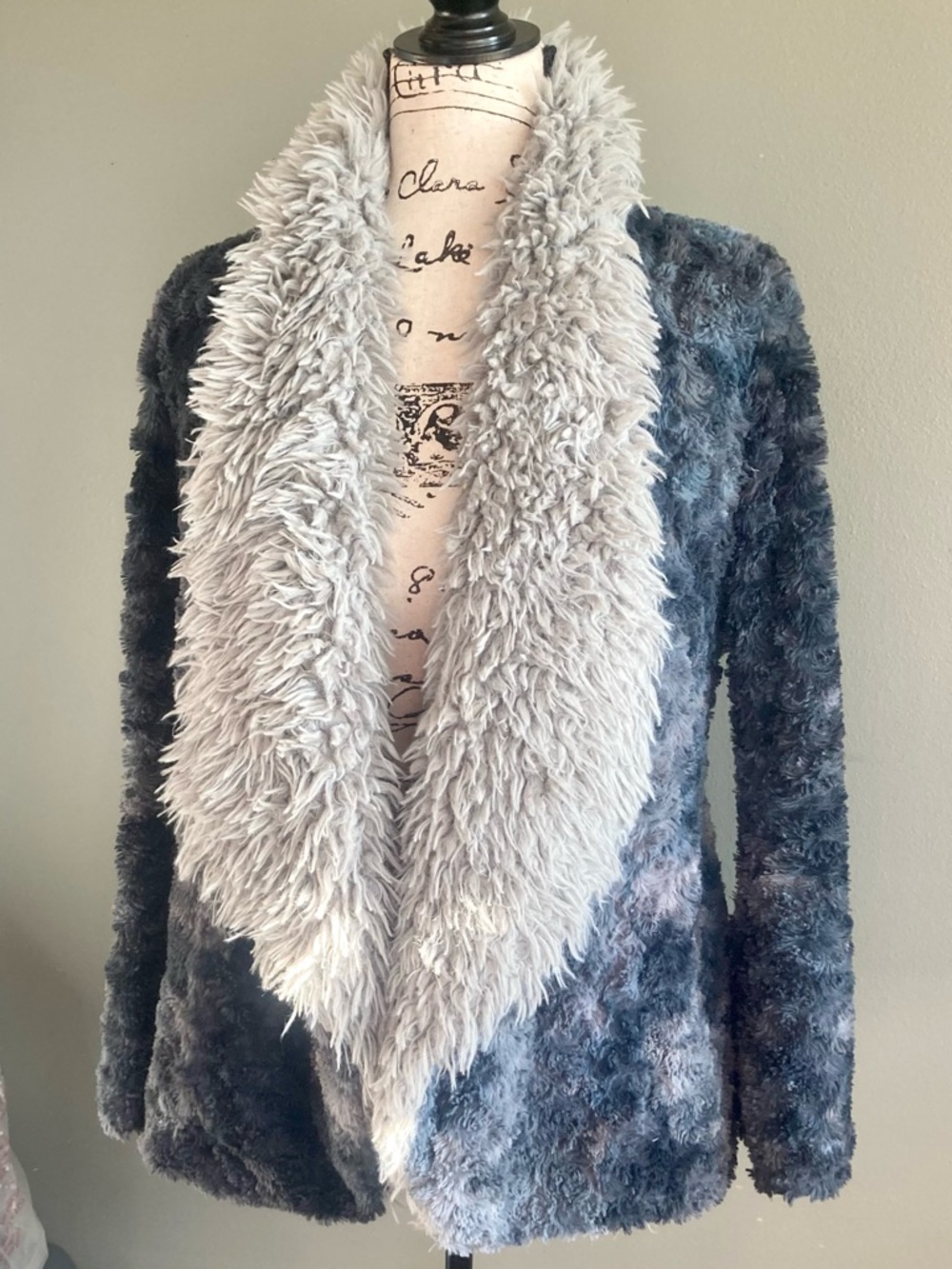 Faux-Fur Blue & Grey Cardi Jacket - Picture 2 of 5